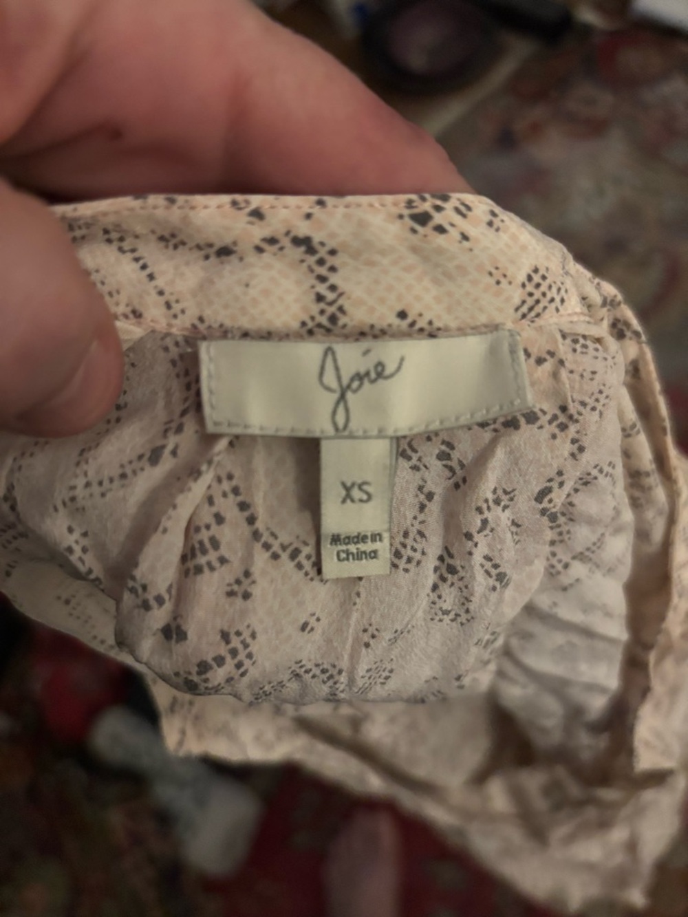 Joie Pale Pink Printed Split-Neck Blouse - Picture 2 of 3